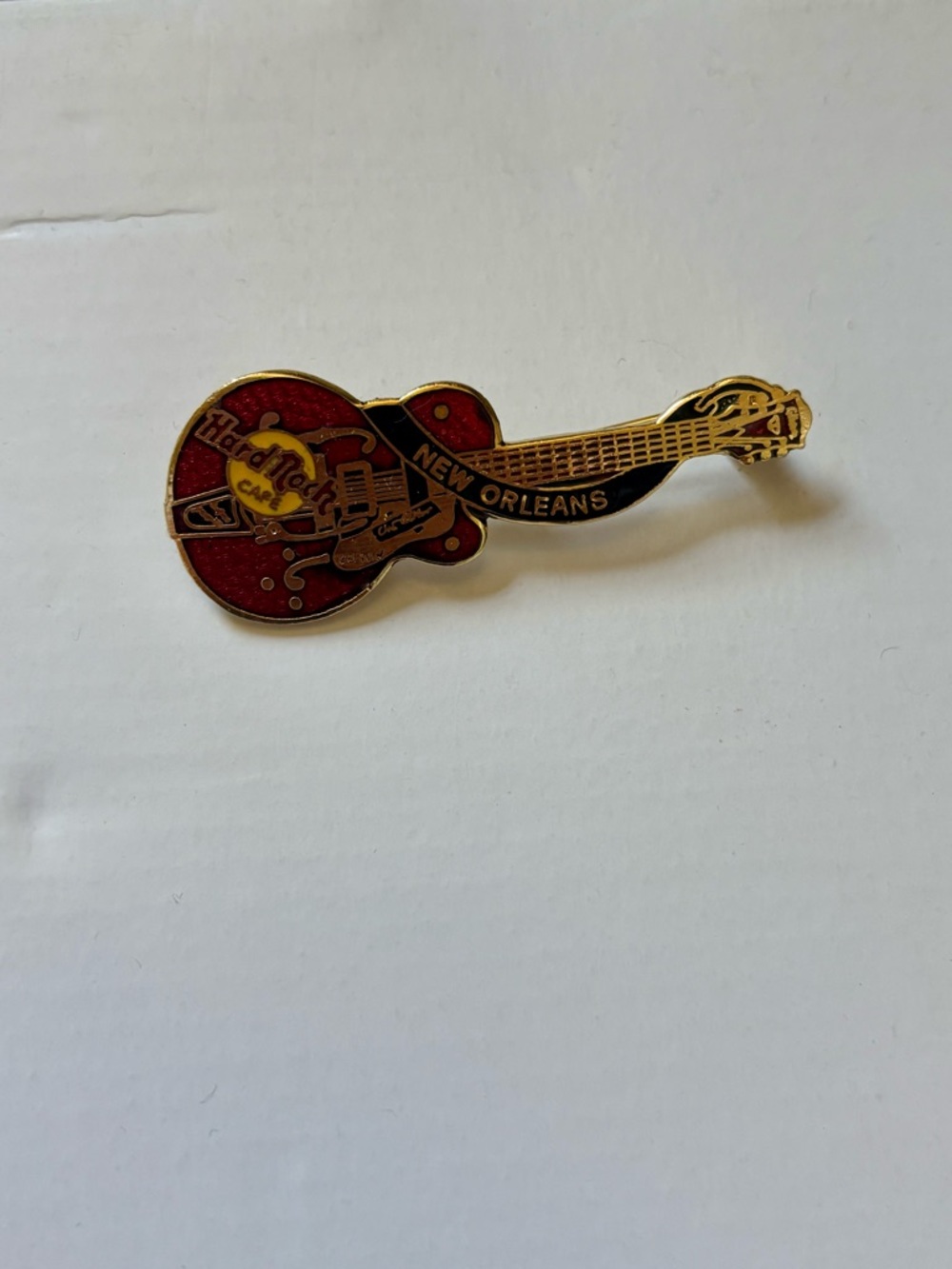 Hard Rock Cafe New Orleans Guitar Pin - Red, Black and Gold